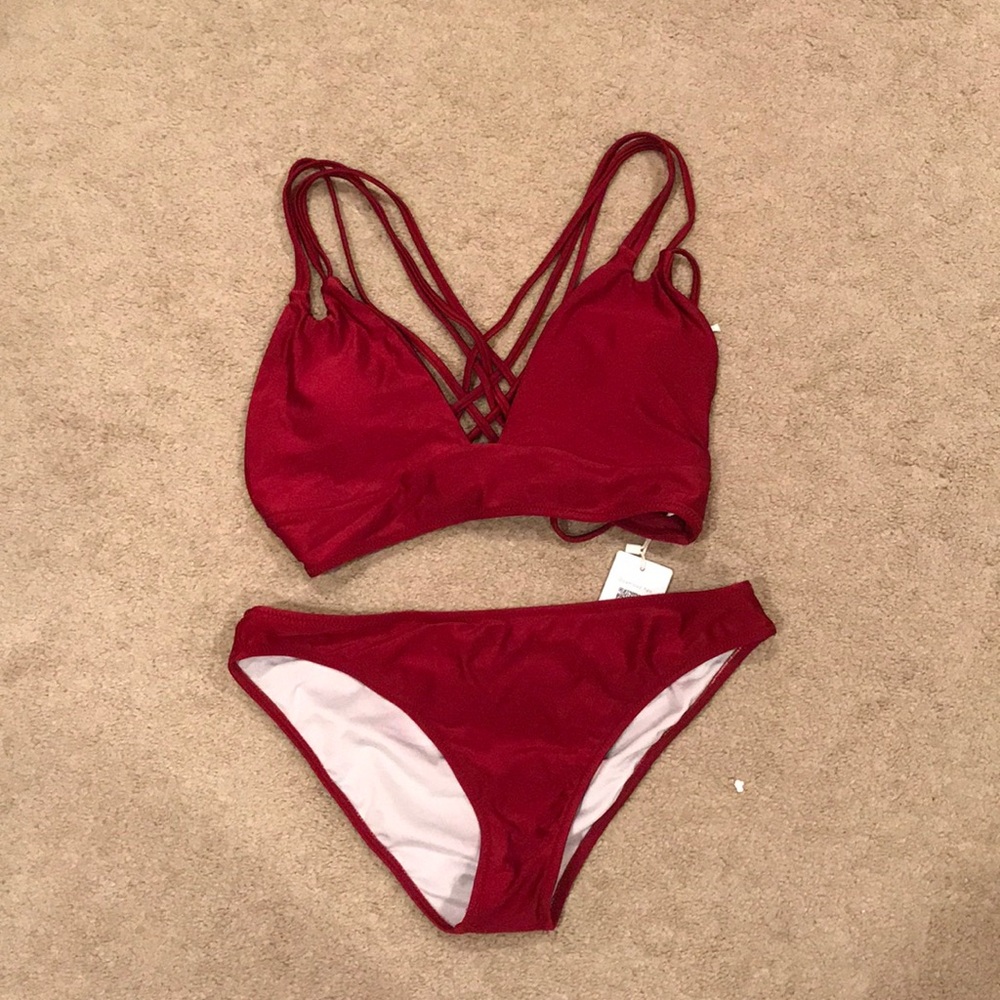 Cupshe Maroon Bikini Set